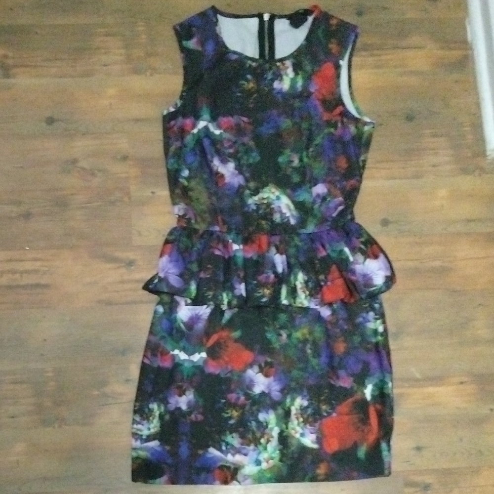 H&M Multicolor Floral Peplum Mini Dress